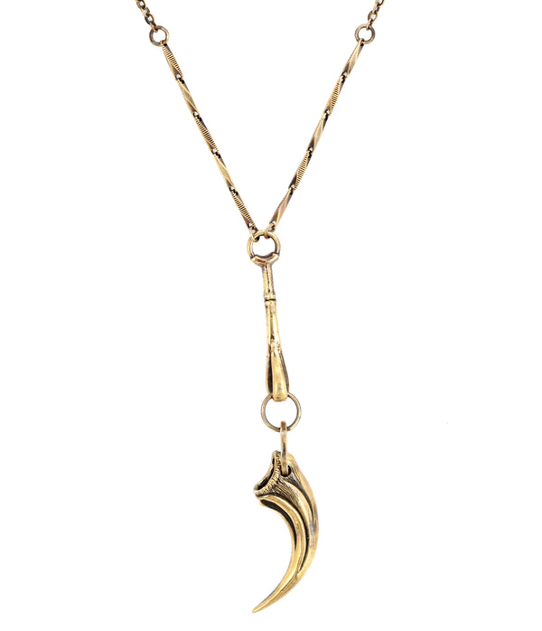 tiger talon pendulum necklace brass