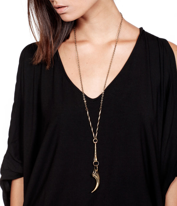 tiger talon pendulum necklace brass