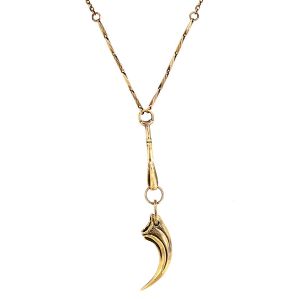 tiger talon pendulum necklace brass