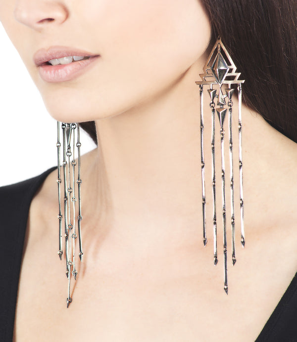diamond earrings with cast chain