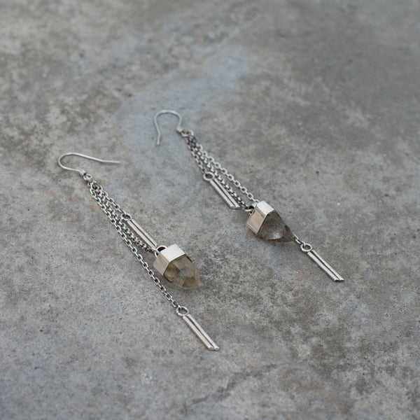 crystal dangle earrings - sterling silver