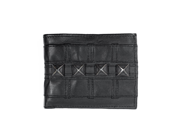 Pyramid studd wallet with chain